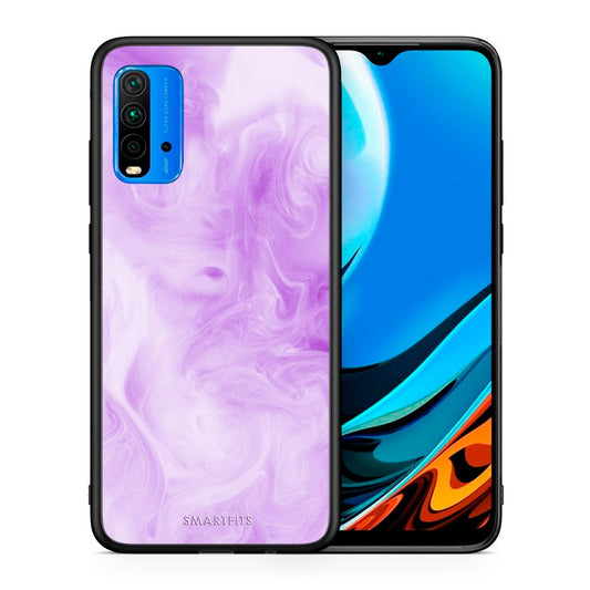 Θήκη Xiaomi Redmi 9T Lavender Watercolor από τη Smartfits με σχέδιο στο πίσω μέρος και μαύρο περίβλημα | Xiaomi Redmi 9T Lavender Watercolor case with colorful back and black bezels