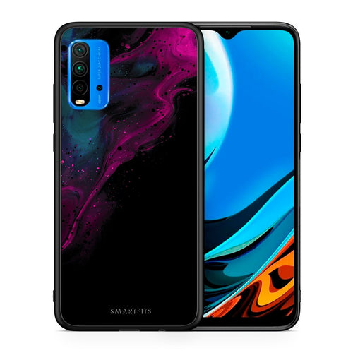 Θήκη Xiaomi Poco M3 Pink Black Watercolor από τη Smartfits με σχέδιο στο πίσω μέρος και μαύρο περίβλημα | Xiaomi Poco M3 Pink Black Watercolor case with colorful back and black bezels