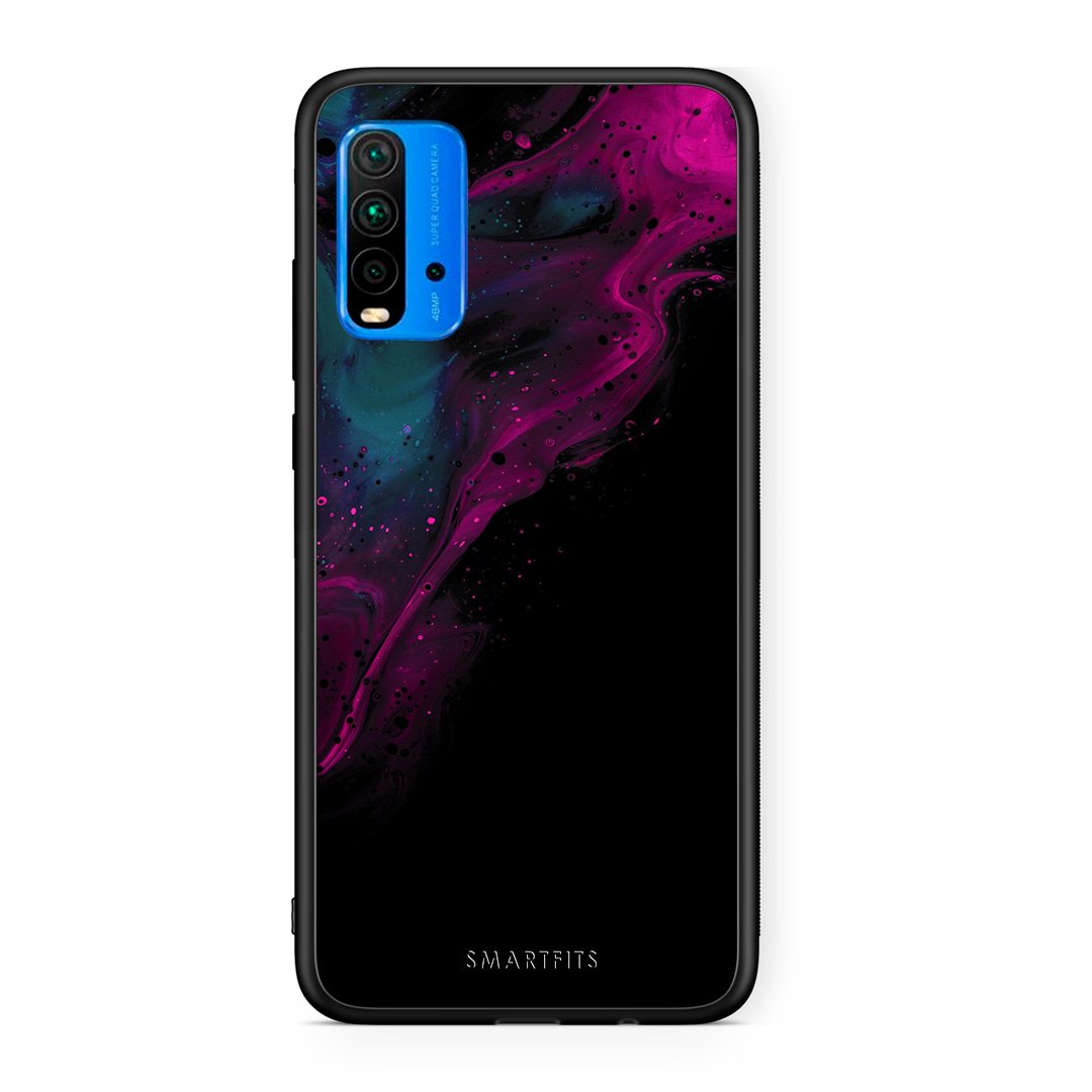 4 - Xiaomi Redmi 9T Pink Black Watercolor case, cover, bumper