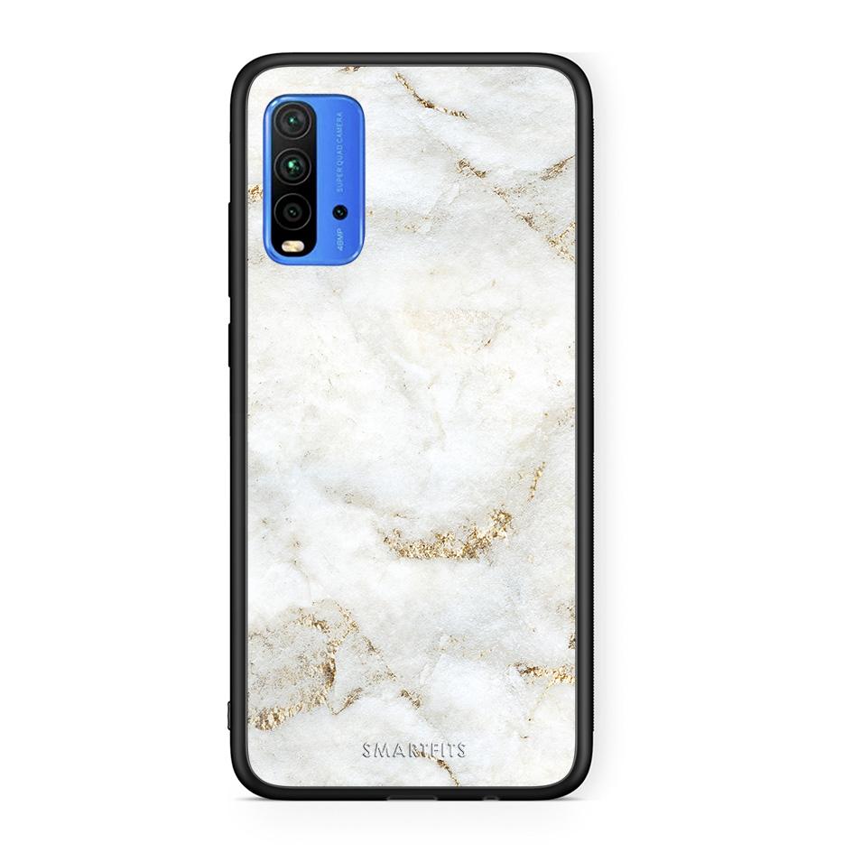 Xiaomi Redmi 9T White Gold Marble θήκη από τη Smartfits με σχέδιο στο πίσω μέρος και μαύρο περίβλημα | Smartphone case with colorful back and black bezels by Smartfits