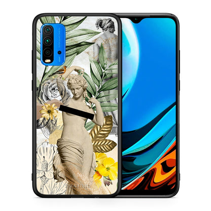 Θήκη Xiaomi Redmi 9T Woman Statue από τη Smartfits με σχέδιο στο πίσω μέρος και μαύρο περίβλημα | Xiaomi Redmi 9T Woman Statue case with colorful back and black bezels