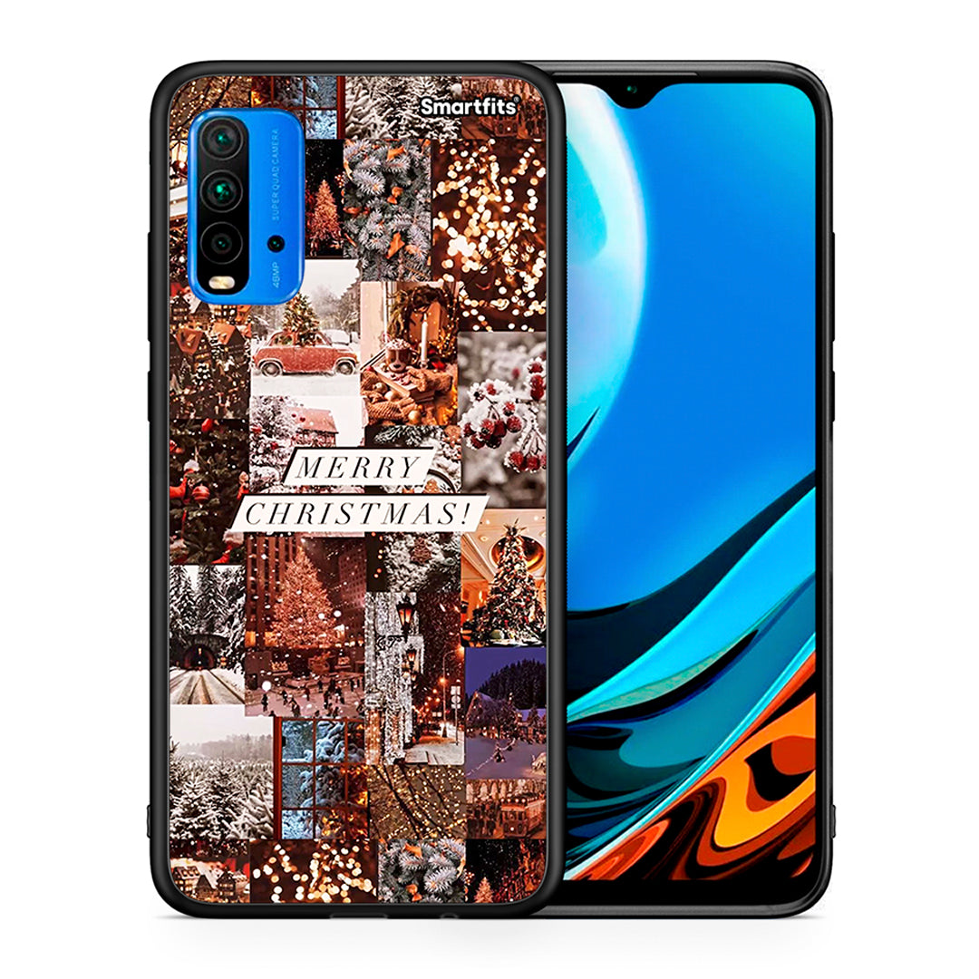 Θήκη Xiaomi Poco M3 Xmas Collage από τη Smartfits με σχέδιο στο πίσω μέρος και μαύρο περίβλημα | Xiaomi Poco M3 Xmas Collage case with colorful back and black bezels