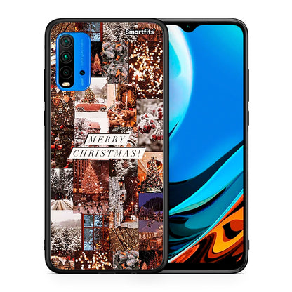 Θήκη Xiaomi Poco M3 Xmas Collage από τη Smartfits με σχέδιο στο πίσω μέρος και μαύρο περίβλημα | Xiaomi Poco M3 Xmas Collage case with colorful back and black bezels