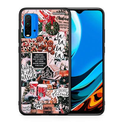 Θήκη Xiaomi Redmi 9T Xmas Habbits από τη Smartfits με σχέδιο στο πίσω μέρος και μαύρο περίβλημα | Xiaomi Redmi 9T Xmas Habbits case with colorful back and black bezels