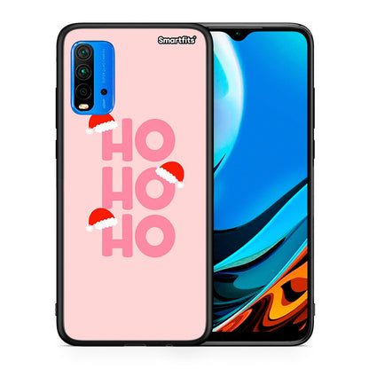 Θήκη Xiaomi Redmi 9T Xmas Ho Ho Ho από τη Smartfits με σχέδιο στο πίσω μέρος και μαύρο περίβλημα | Xiaomi Redmi 9T Xmas Ho Ho Ho case with colorful back and black bezels