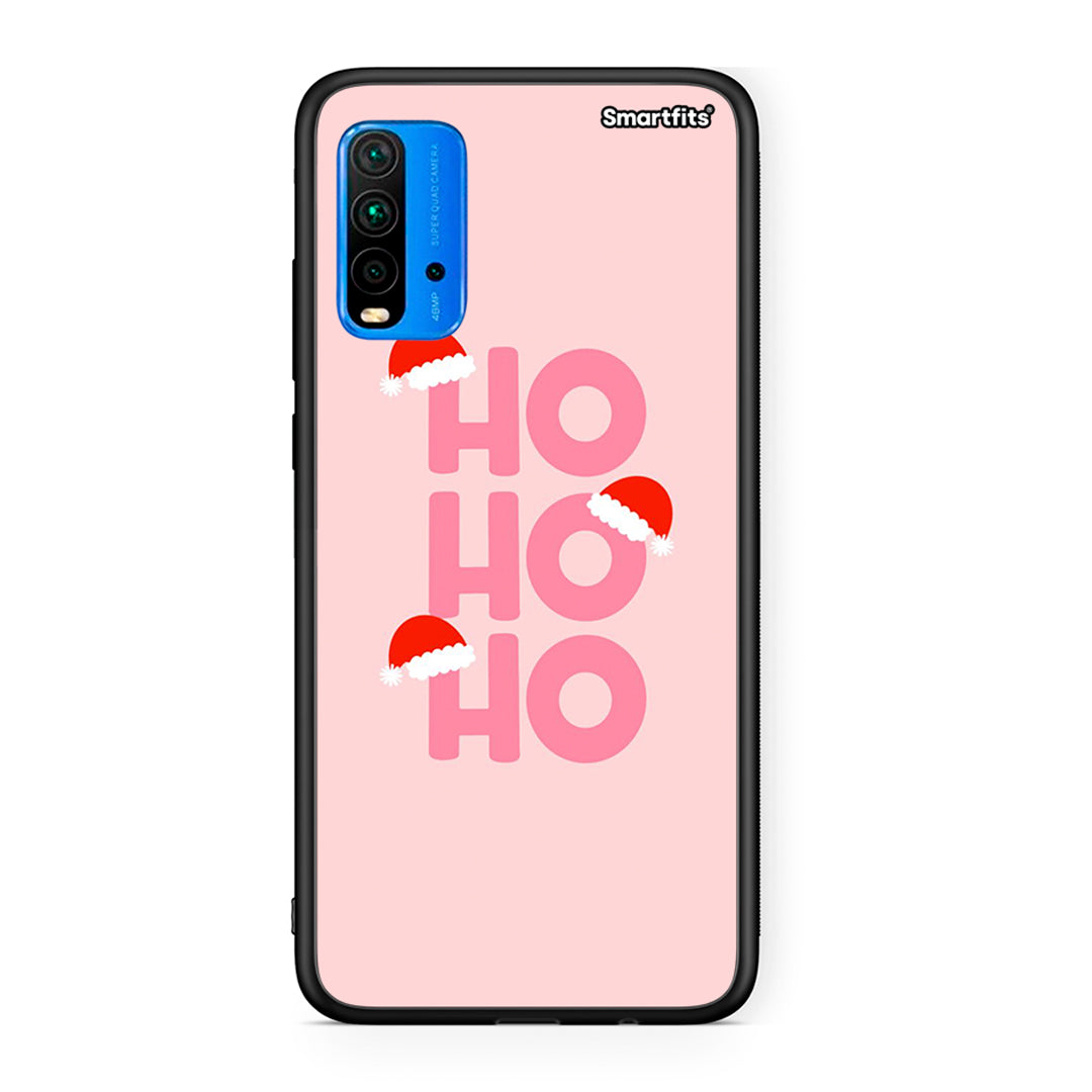 Xiaomi Redmi 9T Xmas Ho Ho Ho θήκη από τη Smartfits με σχέδιο στο πίσω μέρος και μαύρο περίβλημα | Smartphone case with colorful back and black bezels by Smartfits