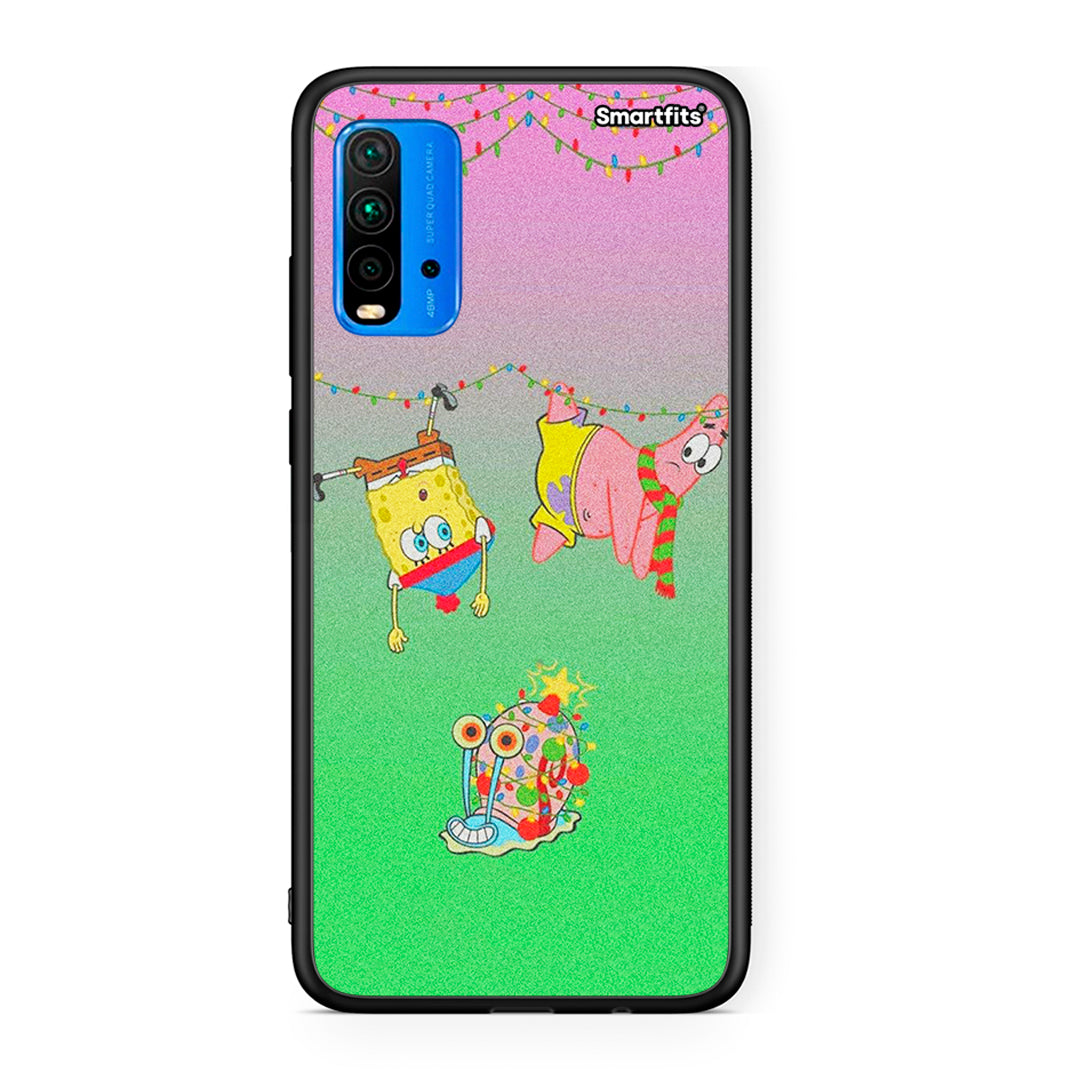 Xiaomi Redmi 9T Xmas Lights θήκη από τη Smartfits με σχέδιο στο πίσω μέρος και μαύρο περίβλημα | Smartphone case with colorful back and black bezels by Smartfits