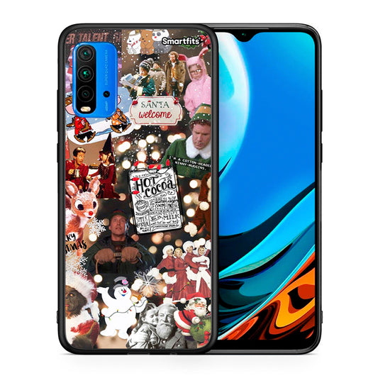 Θήκη Xiaomi Redmi 9T Xmas Movies από τη Smartfits με σχέδιο στο πίσω μέρος και μαύρο περίβλημα | Xiaomi Redmi 9T Xmas Movies case with colorful back and black bezels