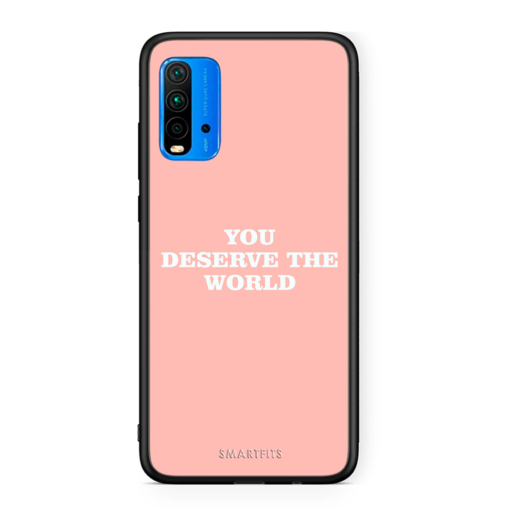 Xiaomi Poco M3 You Deserve The World Θήκη Αγίου Βαλεντίνου από τη Smartfits με σχέδιο στο πίσω μέρος και μαύρο περίβλημα | Smartphone case with colorful back and black bezels by Smartfits