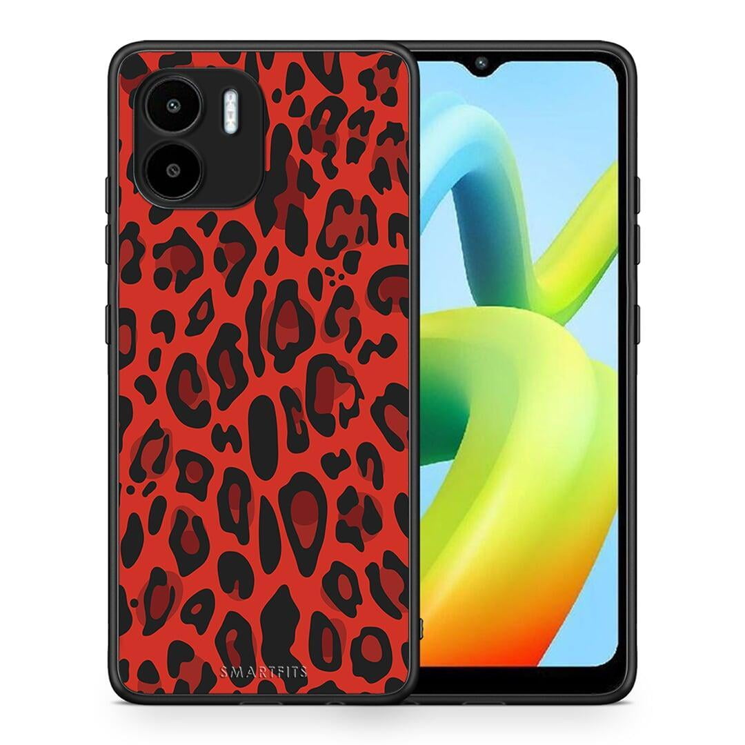 Θήκη Xiaomi Redmi A1 / A2 Animal Red Leopard από τη Smartfits με σχέδιο στο πίσω μέρος και μαύρο περίβλημα | Xiaomi Redmi A1 / A2 Animal Red Leopard Case with Colorful Back and Black Bezels