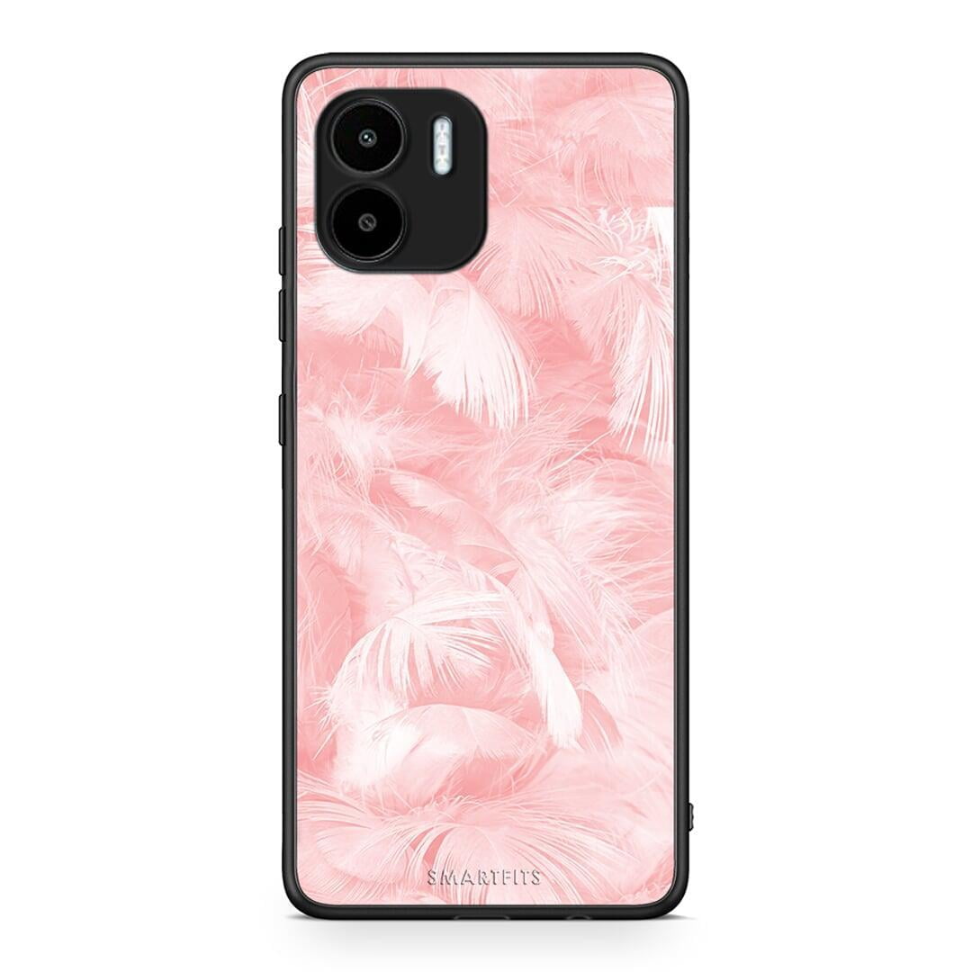 Θήκη Xiaomi Redmi A1 / A2 Boho Pink Feather από τη Smartfits με σχέδιο στο πίσω μέρος και μαύρο περίβλημα | Xiaomi Redmi A1 / A2 Boho Pink Feather Case with Colorful Back and Black Bezels