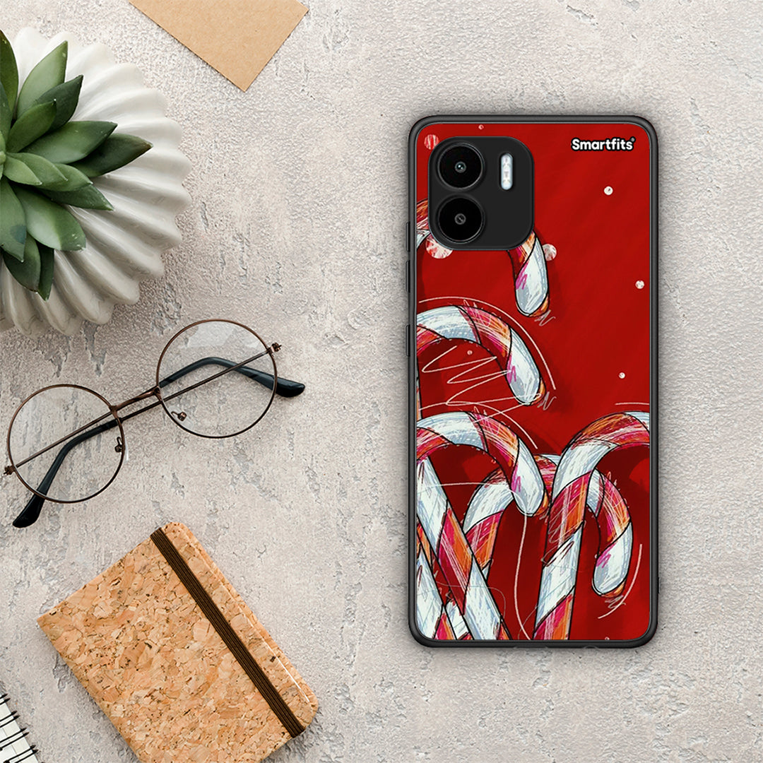 Θήκη Xiaomi Redmi A1 / A2 Candy Cane από τη Smartfits με σχέδιο στο πίσω μέρος και μαύρο περίβλημα | Xiaomi Redmi A1 / A2 Candy Cane Case with Colorful Back and Black Bezels