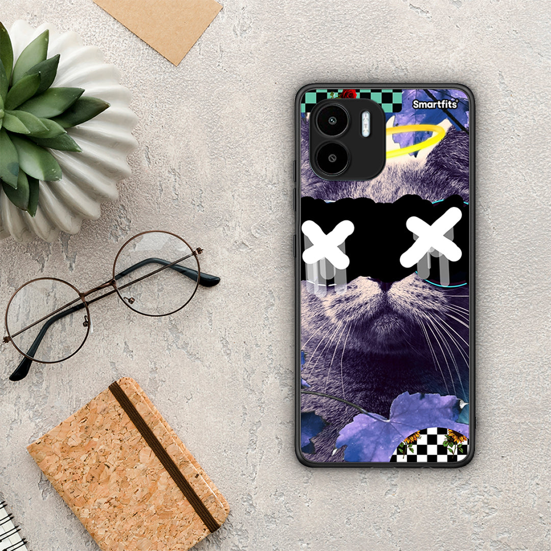 Θήκη Xiaomi Redmi A1 / A2 Cat Collage από τη Smartfits με σχέδιο στο πίσω μέρος και μαύρο περίβλημα | Xiaomi Redmi A1 / A2 Cat Collage Case with Colorful Back and Black Bezels