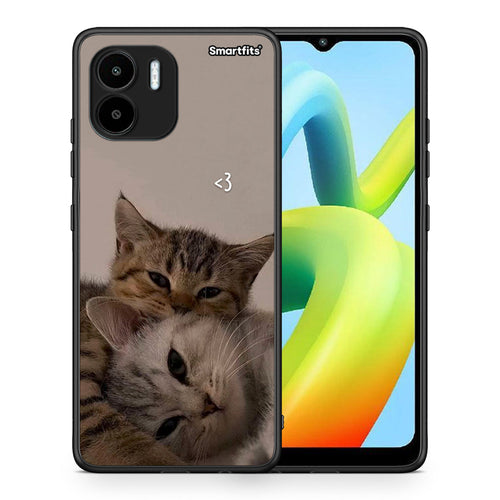 Θήκη Xiaomi Redmi A1 / A2 Cats In Love από τη Smartfits με σχέδιο στο πίσω μέρος και μαύρο περίβλημα | Xiaomi Redmi A1 / A2 Cats In Love Case with Colorful Back and Black Bezels