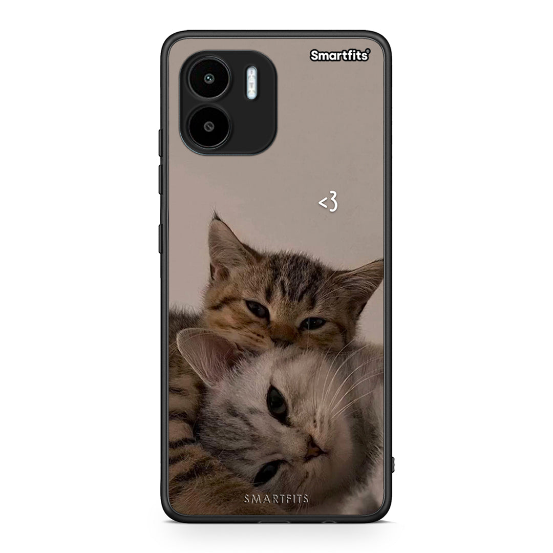 Θήκη Xiaomi Redmi A1 / A2 Cats In Love από τη Smartfits με σχέδιο στο πίσω μέρος και μαύρο περίβλημα | Xiaomi Redmi A1 / A2 Cats In Love Case with Colorful Back and Black Bezels