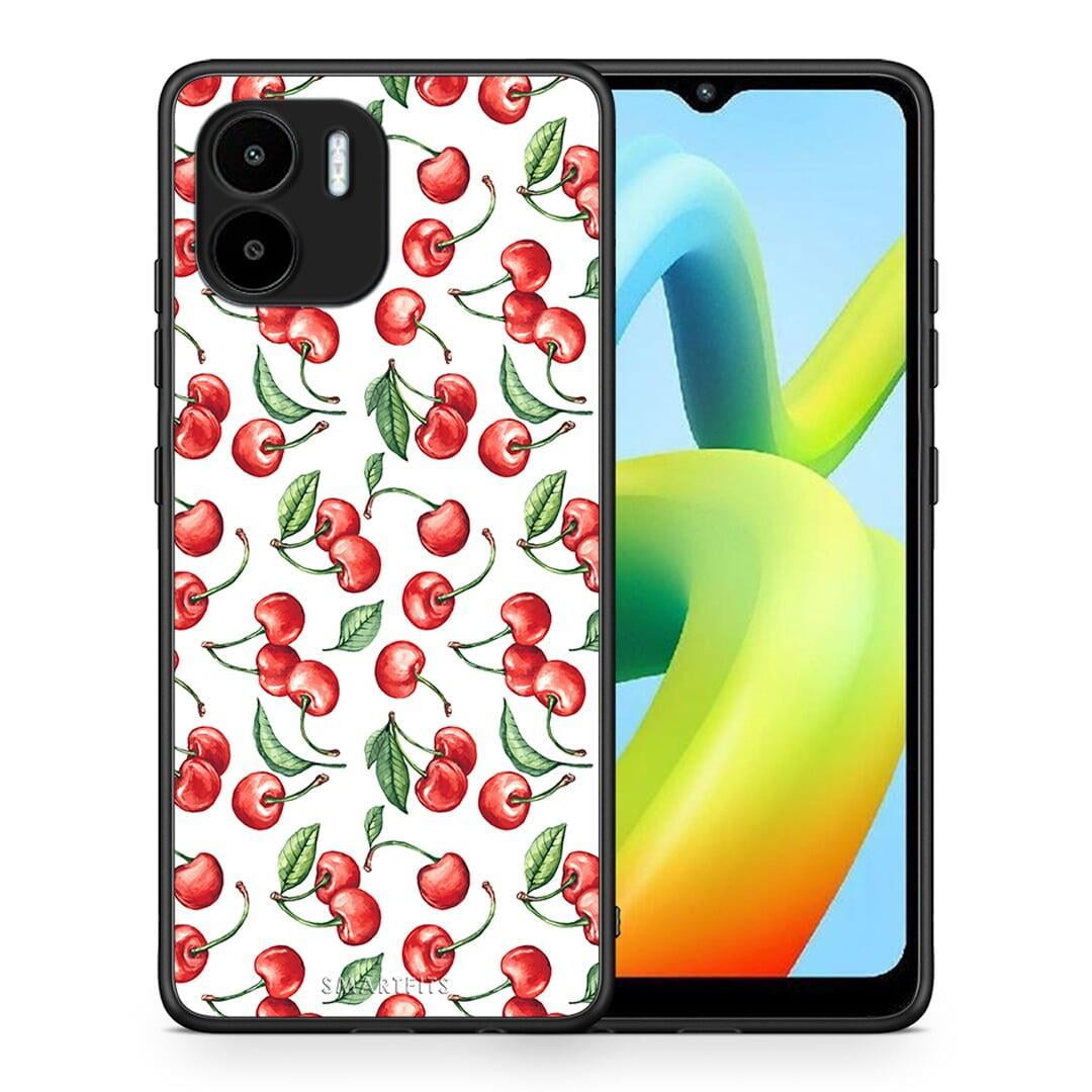 Θήκη Xiaomi Redmi A1 / A2 Cherry Summer από τη Smartfits με σχέδιο στο πίσω μέρος και μαύρο περίβλημα | Xiaomi Redmi A1 / A2 Cherry Summer Case with Colorful Back and Black Bezels