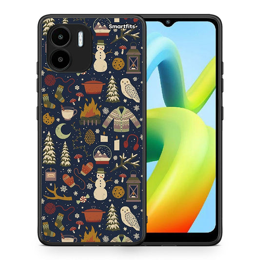 Θήκη Xiaomi Redmi A1 / A2 Christmas Elements από τη Smartfits με σχέδιο στο πίσω μέρος και μαύρο περίβλημα | Xiaomi Redmi A1 / A2 Christmas Elements Case with Colorful Back and Black Bezels