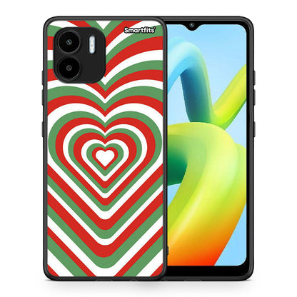 Θήκη Xiaomi Redmi A1 / A2 Christmas Hearts από τη Smartfits με σχέδιο στο πίσω μέρος και μαύρο περίβλημα | Xiaomi Redmi A1 / A2 Christmas Hearts Case with Colorful Back and Black Bezels