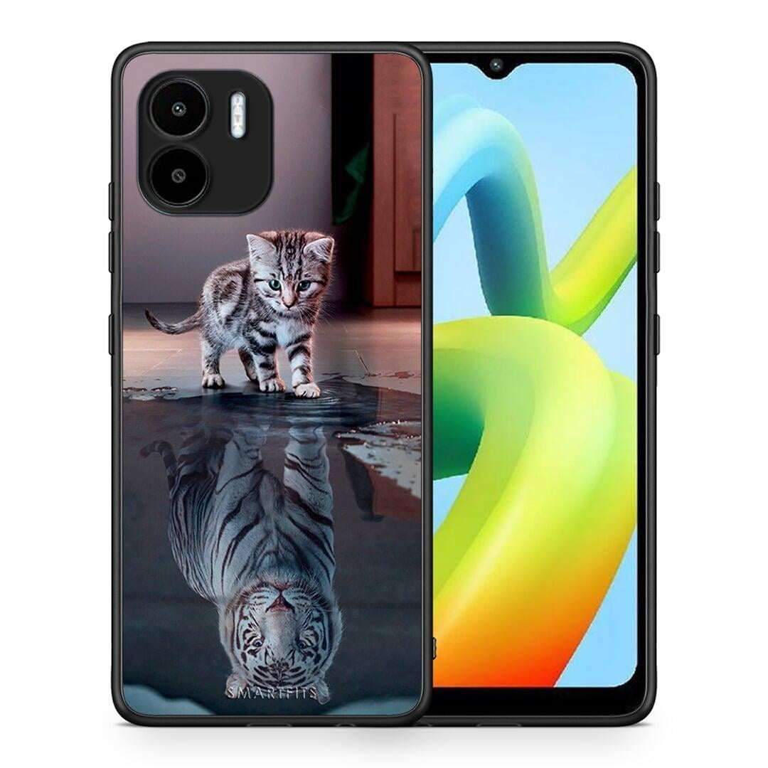 Θήκη Xiaomi Redmi A1 / A2 Cute Tiger από τη Smartfits με σχέδιο στο πίσω μέρος και μαύρο περίβλημα | Xiaomi Redmi A1 / A2 Cute Tiger Case with Colorful Back and Black Bezels