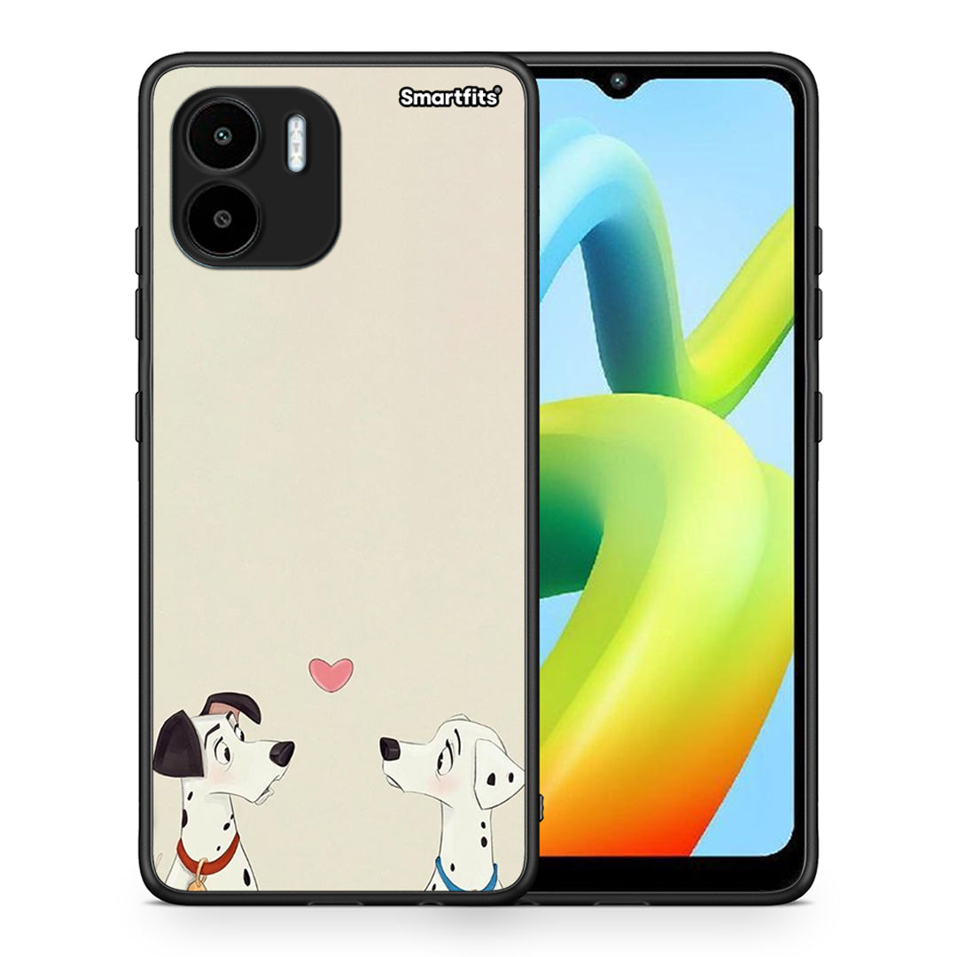 Θήκη Xiaomi Redmi A1 / A2 Dalmatians Love από τη Smartfits με σχέδιο στο πίσω μέρος και μαύρο περίβλημα | Xiaomi Redmi A1 / A2 Dalmatians Love Case with Colorful Back and Black Bezels