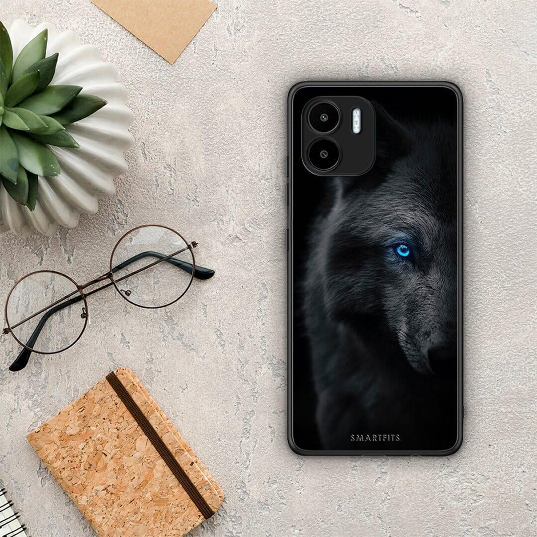 Θήκη Xiaomi Redmi A1 / A2 Dark Wolf από τη Smartfits με σχέδιο στο πίσω μέρος και μαύρο περίβλημα | Xiaomi Redmi A1 / A2 Dark Wolf Case with Colorful Back and Black Bezels
