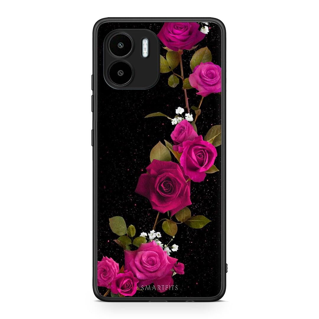 Θήκη Xiaomi Redmi A1 / A2 Flower Red Roses από τη Smartfits με σχέδιο στο πίσω μέρος και μαύρο περίβλημα | Xiaomi Redmi A1 / A2 Flower Red Roses Case with Colorful Back and Black Bezels