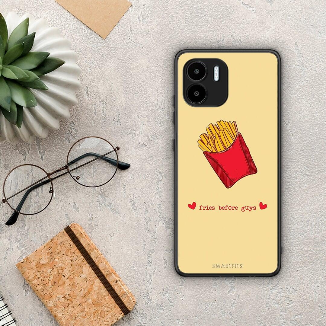 Θήκη Xiaomi Redmi A1 / A2 Fries Before Guys από τη Smartfits με σχέδιο στο πίσω μέρος και μαύρο περίβλημα | Xiaomi Redmi A1 / A2 Fries Before Guys Case with Colorful Back and Black Bezels