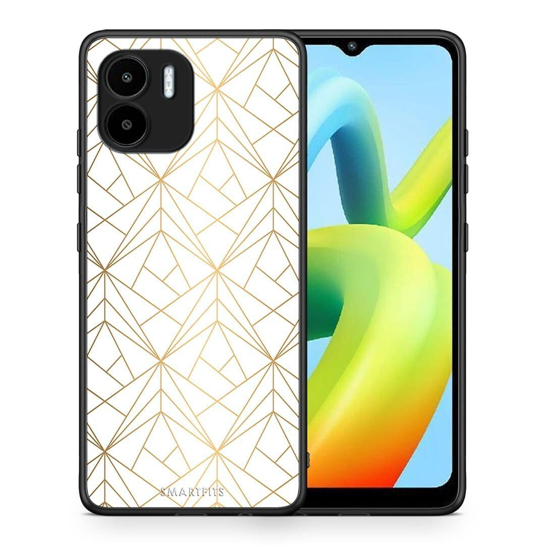 Θήκη Xiaomi Redmi A1 / A2 Geometric Luxury White από τη Smartfits με σχέδιο στο πίσω μέρος και μαύρο περίβλημα | Xiaomi Redmi A1 / A2 Geometric Luxury White Case with Colorful Back and Black Bezels