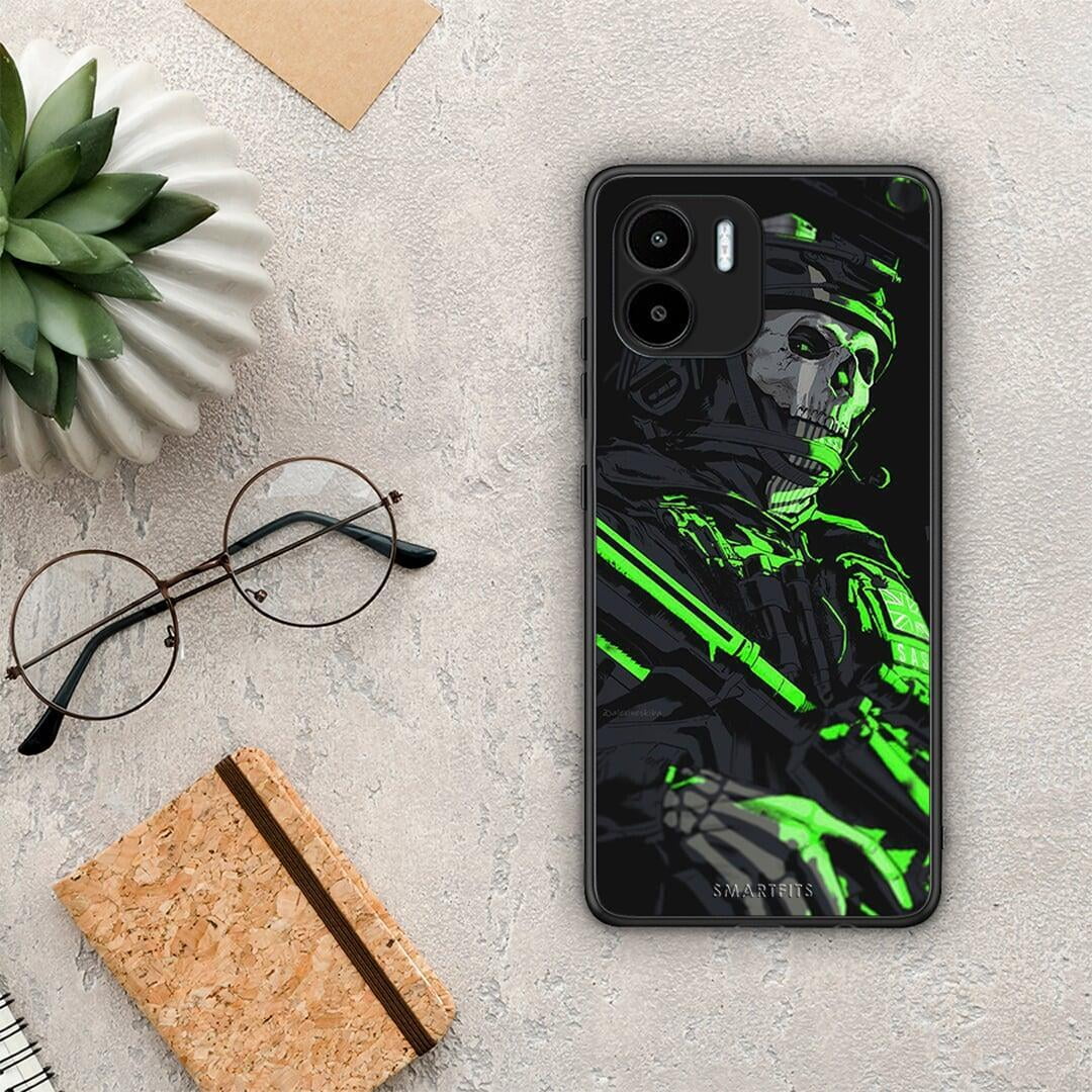 Θήκη Xiaomi Redmi A1 / A2 Green Soldier από τη Smartfits με σχέδιο στο πίσω μέρος και μαύρο περίβλημα | Xiaomi Redmi A1 / A2 Green Soldier Case with Colorful Back and Black Bezels