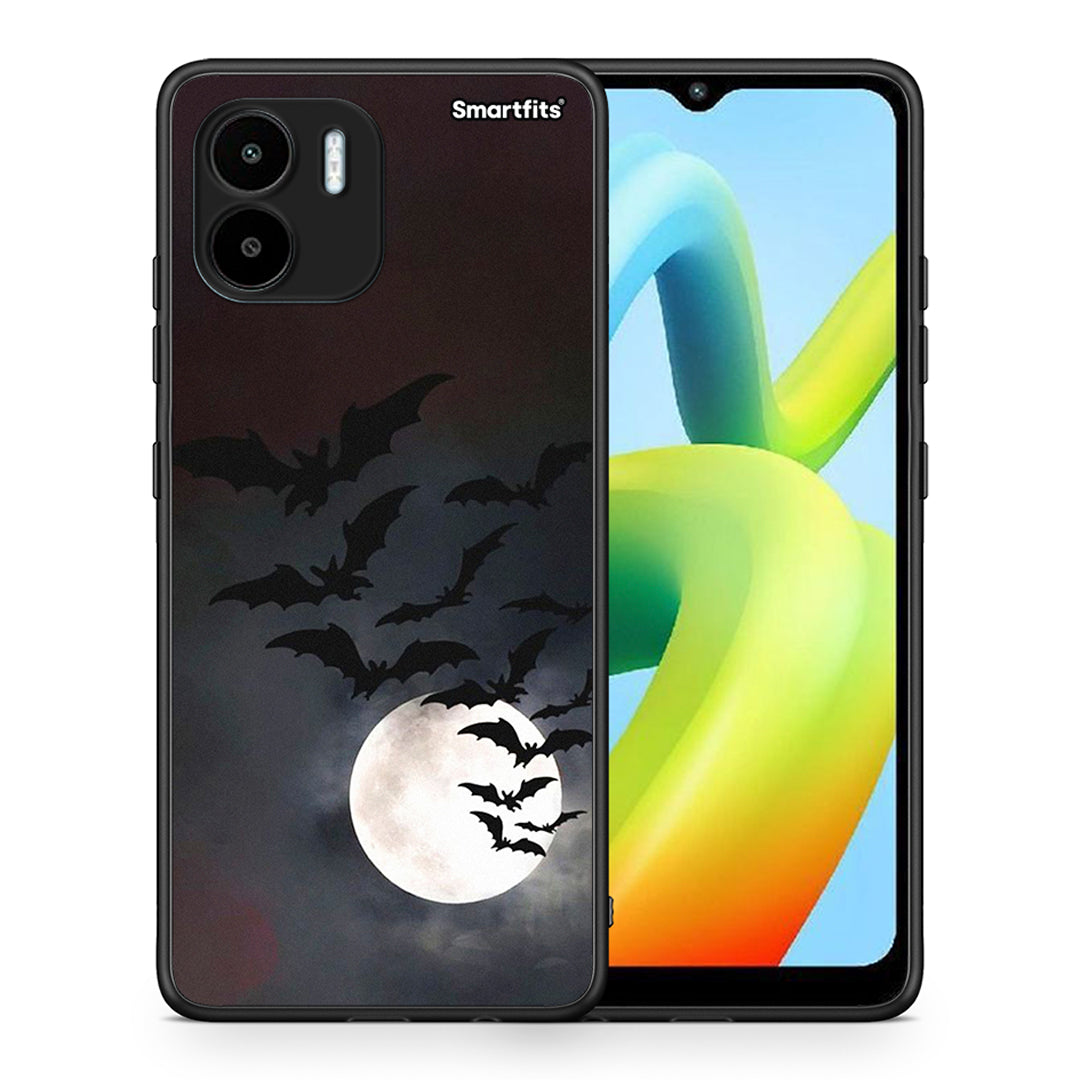 Θήκη Xiaomi Redmi A1 / A2 Halloween Bat Night από τη Smartfits με σχέδιο στο πίσω μέρος και μαύρο περίβλημα | Xiaomi Redmi A1 / A2 Halloween Bat Night Case with Colorful Back and Black Bezels