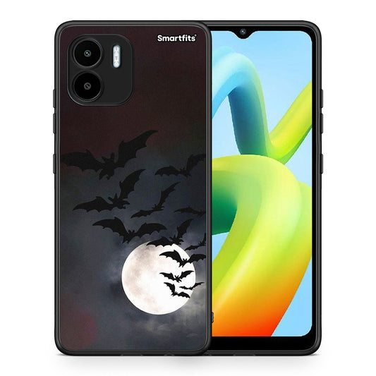 Θήκη Xiaomi Redmi A1 / A2 Halloween Bat Night από τη Smartfits με σχέδιο στο πίσω μέρος και μαύρο περίβλημα | Xiaomi Redmi A1 / A2 Halloween Bat Night Case with Colorful Back and Black Bezels
