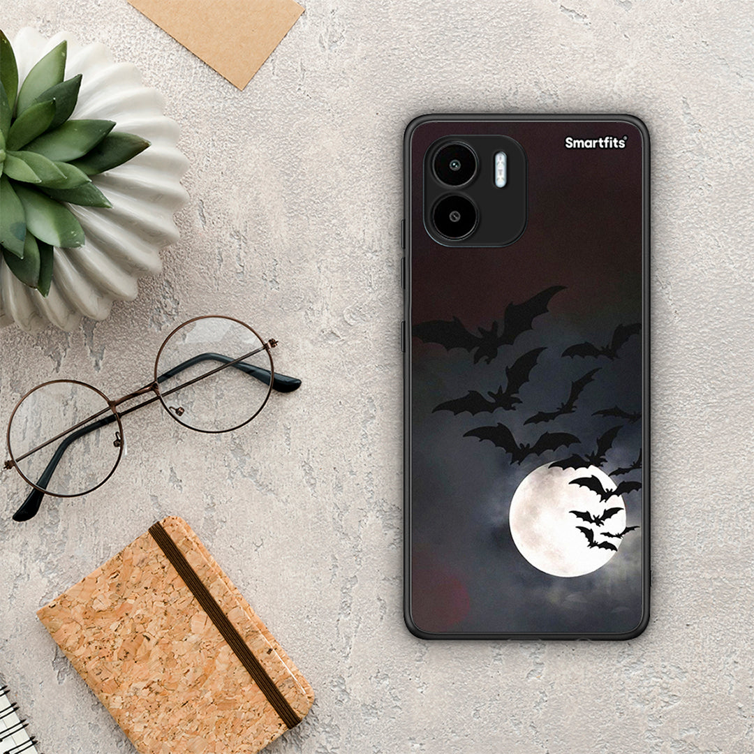 Θήκη Xiaomi Redmi A1 / A2 Halloween Bat Night από τη Smartfits με σχέδιο στο πίσω μέρος και μαύρο περίβλημα | Xiaomi Redmi A1 / A2 Halloween Bat Night Case with Colorful Back and Black Bezels