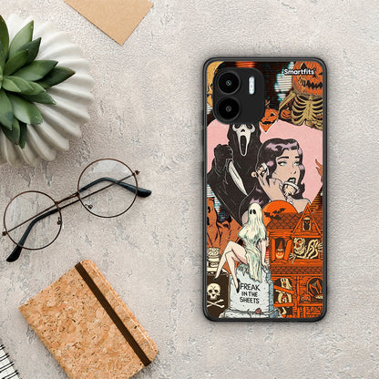 Θήκη Xiaomi Redmi A1 / A2 Halloween Collage από τη Smartfits με σχέδιο στο πίσω μέρος και μαύρο περίβλημα | Xiaomi Redmi A1 / A2 Halloween Collage Case with Colorful Back and Black Bezels