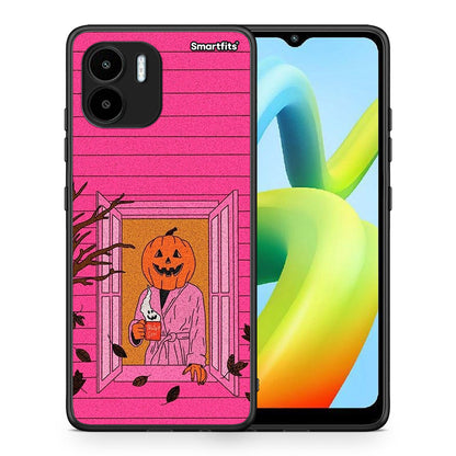 Θήκη Xiaomi Redmi A1 / A2 Halloween Pumpkin Lady από τη Smartfits με σχέδιο στο πίσω μέρος και μαύρο περίβλημα | Xiaomi Redmi A1 / A2 Halloween Pumpkin Lady Case with Colorful Back and Black Bezels