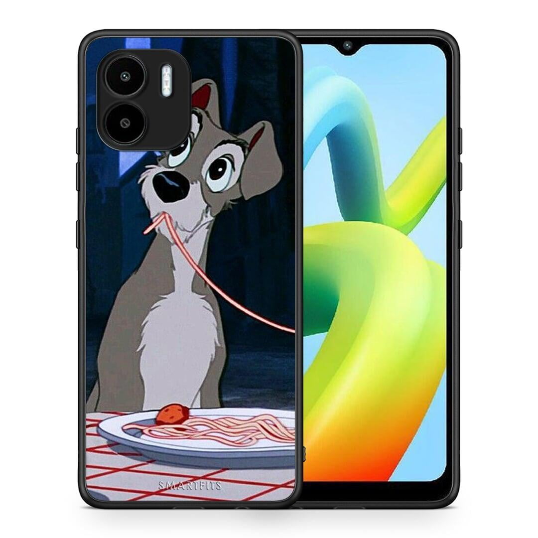 Θήκη Xiaomi Redmi A1 / A2 Lady And Tramp 1 από τη Smartfits με σχέδιο στο πίσω μέρος και μαύρο περίβλημα | Xiaomi Redmi A1 / A2 Lady And Tramp 1 Case with Colorful Back and Black Bezels