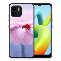 Thumbnail for Θήκη Xiaomi Redmi A1 / A2 Ladybug Flower από τη Smartfits με σχέδιο στο πίσω μέρος και μαύρο περίβλημα | Xiaomi Redmi A1 / A2 Ladybug Flower Case with Colorful Back and Black Bezels