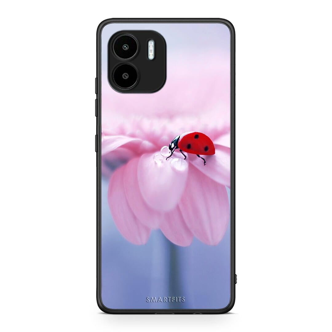 Θήκη Xiaomi Redmi A1 / A2 Ladybug Flower από τη Smartfits με σχέδιο στο πίσω μέρος και μαύρο περίβλημα | Xiaomi Redmi A1 / A2 Ladybug Flower Case with Colorful Back and Black Bezels