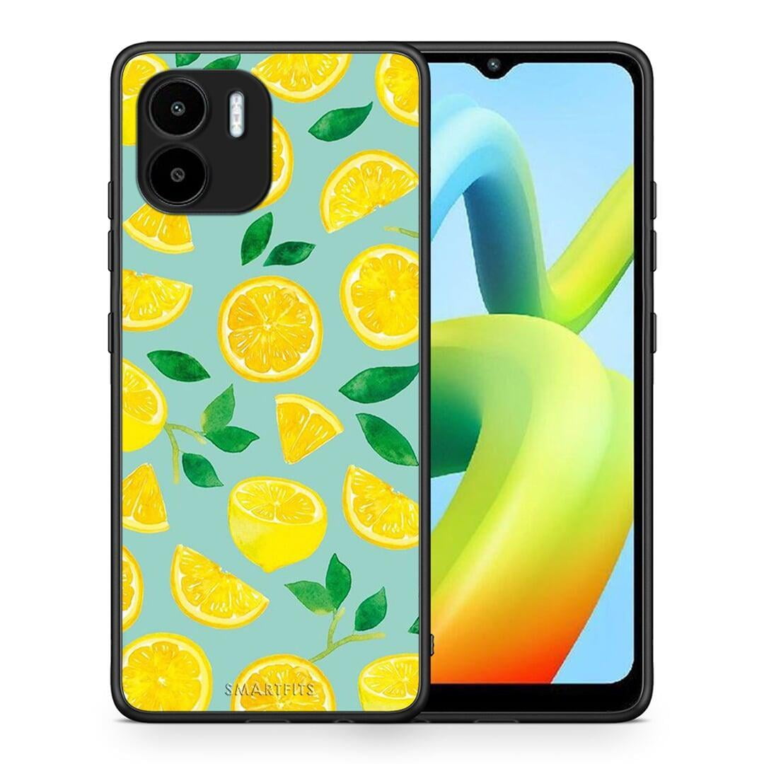 Θήκη Xiaomi Redmi A1 / A2 Lemons από τη Smartfits με σχέδιο στο πίσω μέρος και μαύρο περίβλημα | Xiaomi Redmi A1 / A2 Lemons Case with Colorful Back and Black Bezels