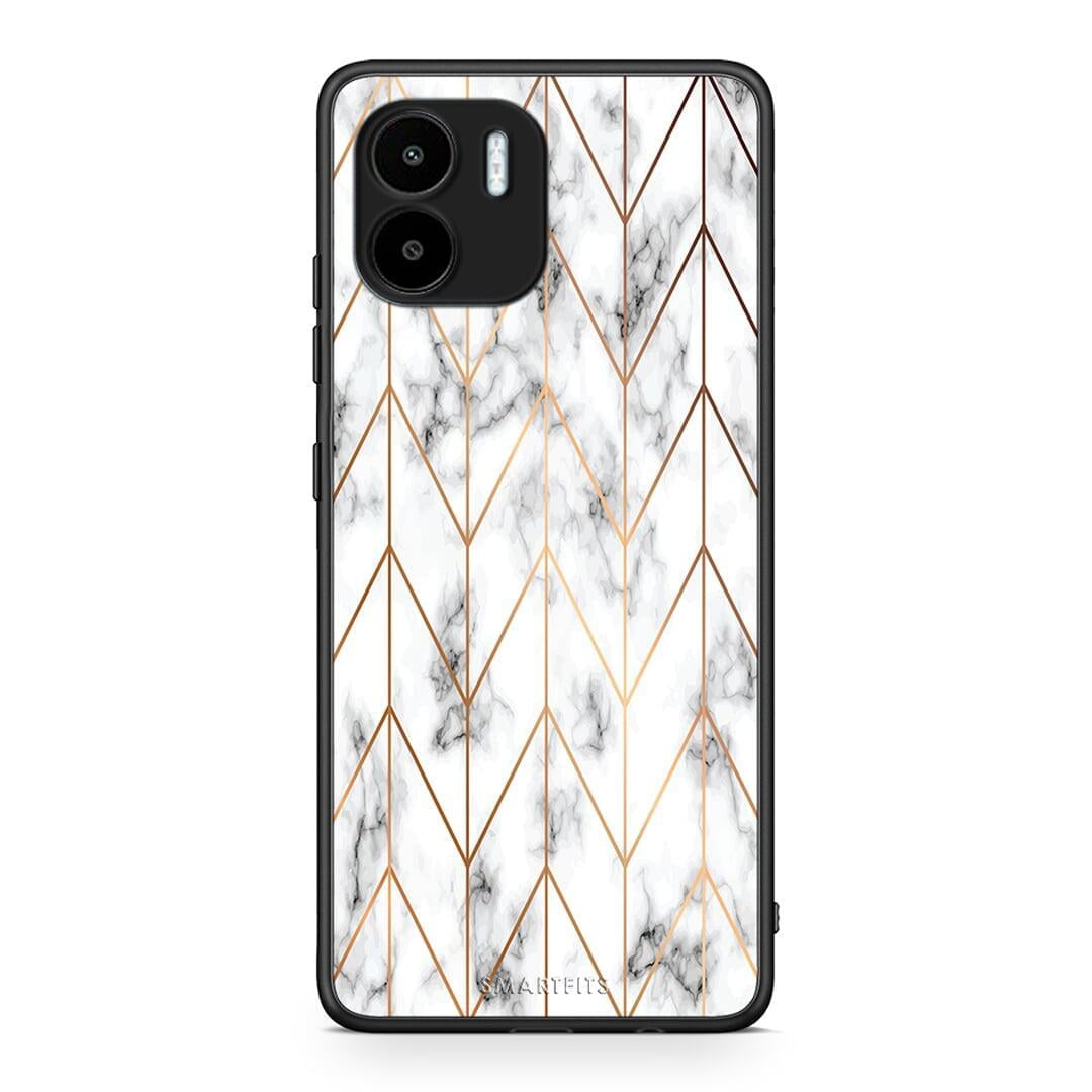 Θήκη Xiaomi Redmi A1 / A2 Marble Gold Geometric από τη Smartfits με σχέδιο στο πίσω μέρος και μαύρο περίβλημα | Xiaomi Redmi A1 / A2 Marble Gold Geometric Case with Colorful Back and Black Bezels