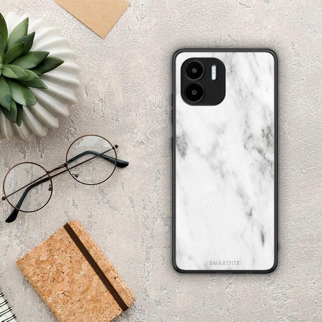 Θήκη Xiaomi Redmi A1 / A2 Marble White από τη Smartfits με σχέδιο στο πίσω μέρος και μαύρο περίβλημα | Xiaomi Redmi A1 / A2 Marble White Case with Colorful Back and Black Bezels