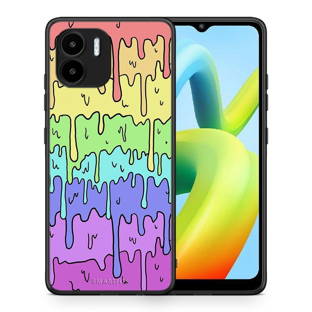 Θήκη Xiaomi Redmi A1 / A2 Melting Rainbow από τη Smartfits με σχέδιο στο πίσω μέρος και μαύρο περίβλημα | Xiaomi Redmi A1 / A2 Melting Rainbow Case with Colorful Back and Black Bezels