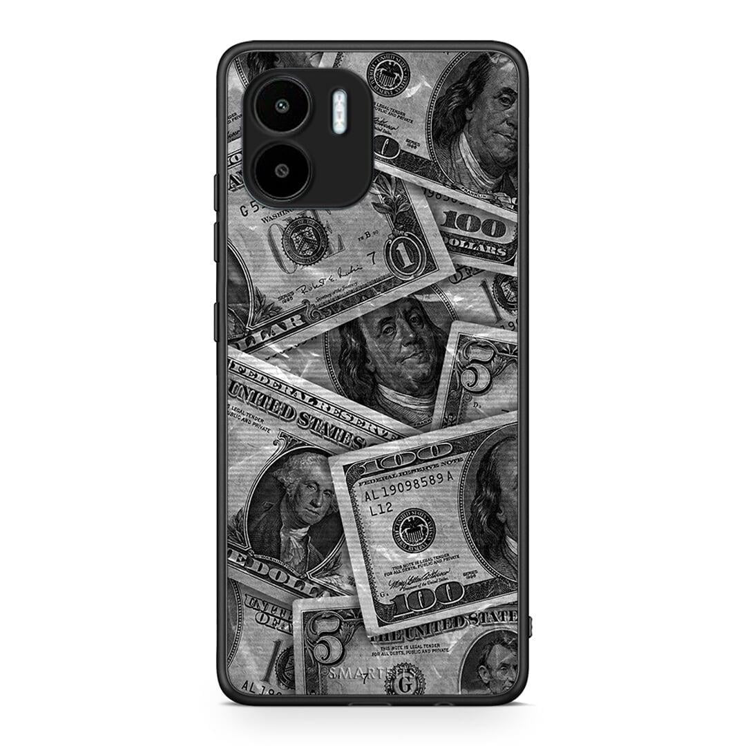 Θήκη Xiaomi Redmi A1 / A2 Money Dollars από τη Smartfits με σχέδιο στο πίσω μέρος και μαύρο περίβλημα | Xiaomi Redmi A1 / A2 Money Dollars Case with Colorful Back and Black Bezels