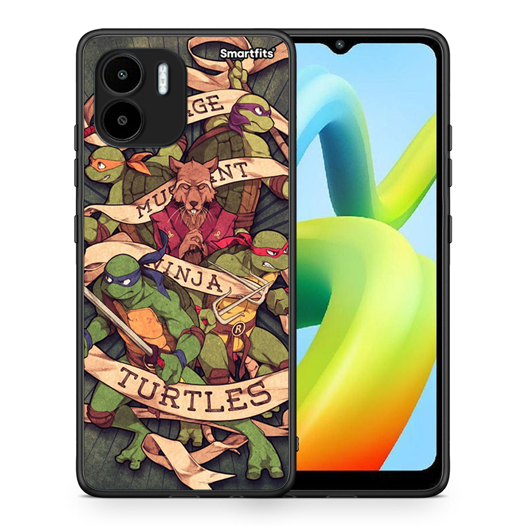 Θήκη Xiaomi Redmi A1 / A2 Ninja Turtles από τη Smartfits με σχέδιο στο πίσω μέρος και μαύρο περίβλημα | Xiaomi Redmi A1 / A2 Ninja Turtles Case with Colorful Back and Black Bezels