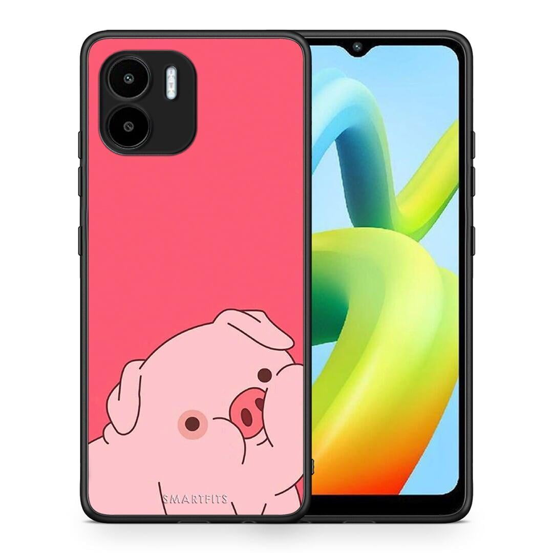 Θήκη Xiaomi Redmi A1 / A2 Pig Love 1 από τη Smartfits με σχέδιο στο πίσω μέρος και μαύρο περίβλημα | Xiaomi Redmi A1 / A2 Pig Love 1 Case with Colorful Back and Black Bezels