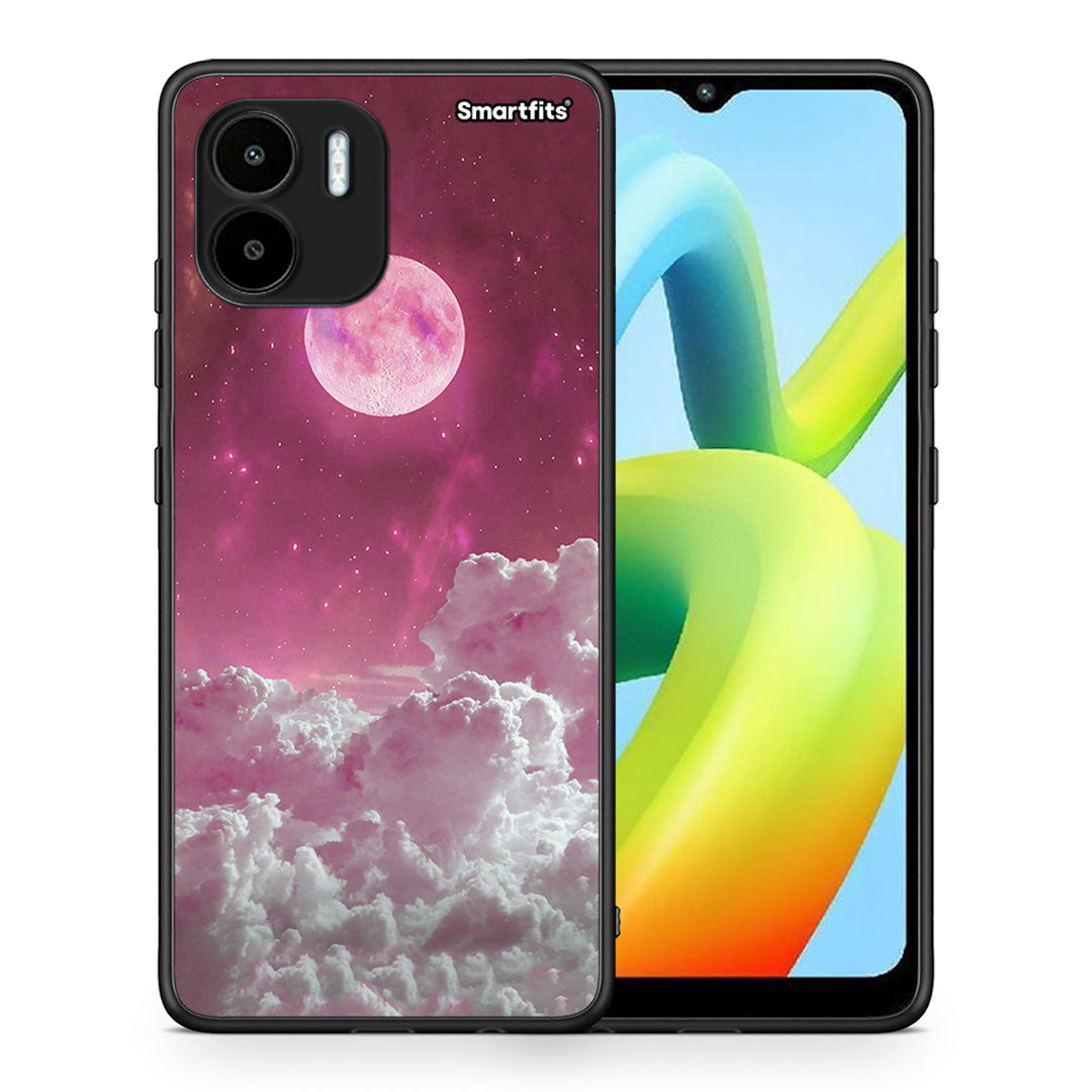 Θήκη Xiaomi Redmi A1 / A2 Pink Moon από τη Smartfits με σχέδιο στο πίσω μέρος και μαύρο περίβλημα | Xiaomi Redmi A1 / A2 Pink Moon Case with Colorful Back and Black Bezels