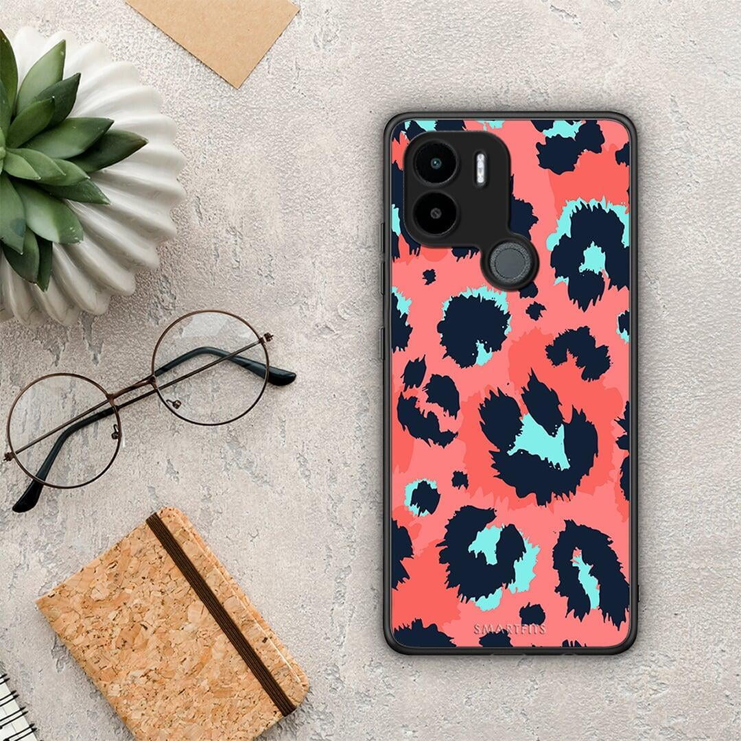 Θήκη Xiaomi Redmi A1+ / A2+ Animal Pink Leopard από τη Smartfits με σχέδιο στο πίσω μέρος και μαύρο περίβλημα | Xiaomi Redmi A1+ / A2+ Animal Pink Leopard Case with Colorful Back and Black Bezels
