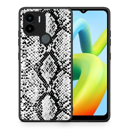 Θήκη Xiaomi Redmi A1+ / A2+ Animal White Snake από τη Smartfits με σχέδιο στο πίσω μέρος και μαύρο περίβλημα | Xiaomi Redmi A1+ / A2+ Animal White Snake Case with Colorful Back and Black Bezels