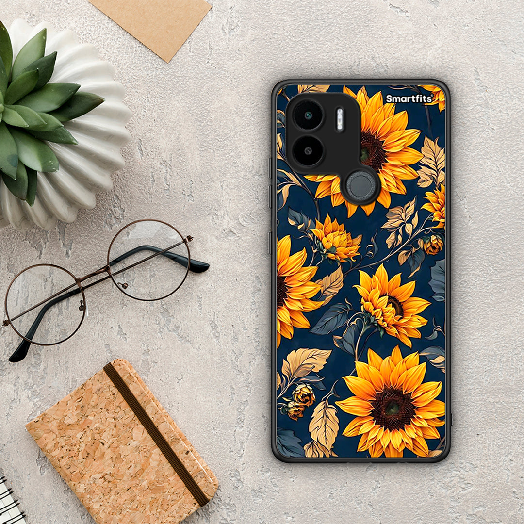 Θήκη Xiaomi Redmi A1+ / A2+ Autumn Sunflowers από τη Smartfits με σχέδιο στο πίσω μέρος και μαύρο περίβλημα | Xiaomi Redmi A1+ / A2+ Autumn Sunflowers Case with Colorful Back and Black Bezels
