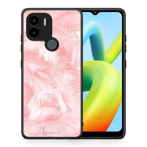 Θήκη Xiaomi Redmi A1+ / A2+ Boho Pink Feather από τη Smartfits με σχέδιο στο πίσω μέρος και μαύρο περίβλημα | Xiaomi Redmi A1+ / A2+ Boho Pink Feather Case with Colorful Back and Black Bezels