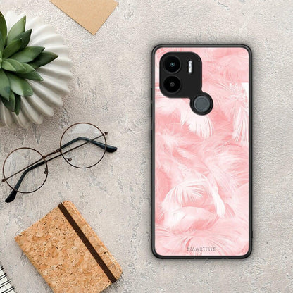 Θήκη Xiaomi Redmi A1+ / A2+ Boho Pink Feather από τη Smartfits με σχέδιο στο πίσω μέρος και μαύρο περίβλημα | Xiaomi Redmi A1+ / A2+ Boho Pink Feather Case with Colorful Back and Black Bezels